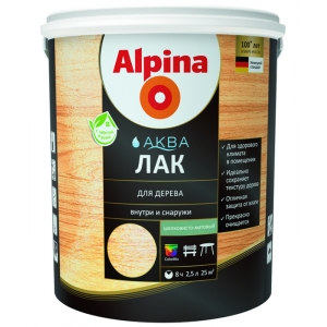Лак алкидно-уретановый Alpina Аква Лак, шелковисто-матовый бесцветный, 0,75л