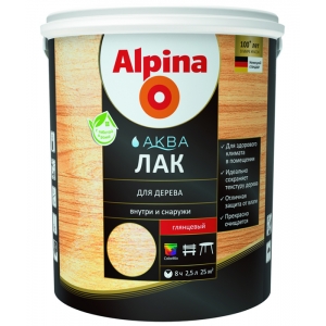 Лак алкидно-уретановый Alpina Аква Лак, глянцевый бесцветный, 0,75л