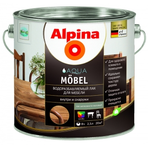Лак мебельный Alpina Aqua M?bel, шелковисто-матовый, 2,5л
