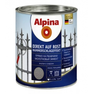 Эмаль алкидная Alpina Direkt auf Rost Hammerschlageffekt, Коричневый, 0,75л
