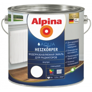 Эмаль для радиаторов акриловая водно-дисперсионная Alpina Aqua Heizk?rper, 0,9л