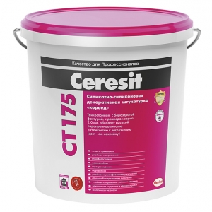 Декоративная силикатно-силиконовая штукатурка Ceresit CT 175, с зерном 2,0мм, 25кг