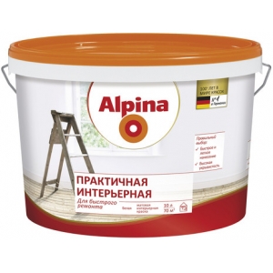 Краска Alpina Практичная интерьерная, белая, 0,9л